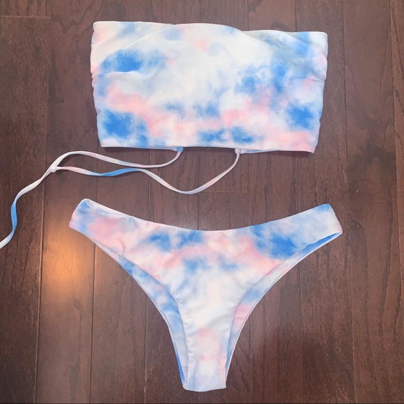 Zaful Other - Tie Dye Bandeau Bikini